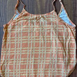 Paradise Now Orange Pikake Plaid cami top